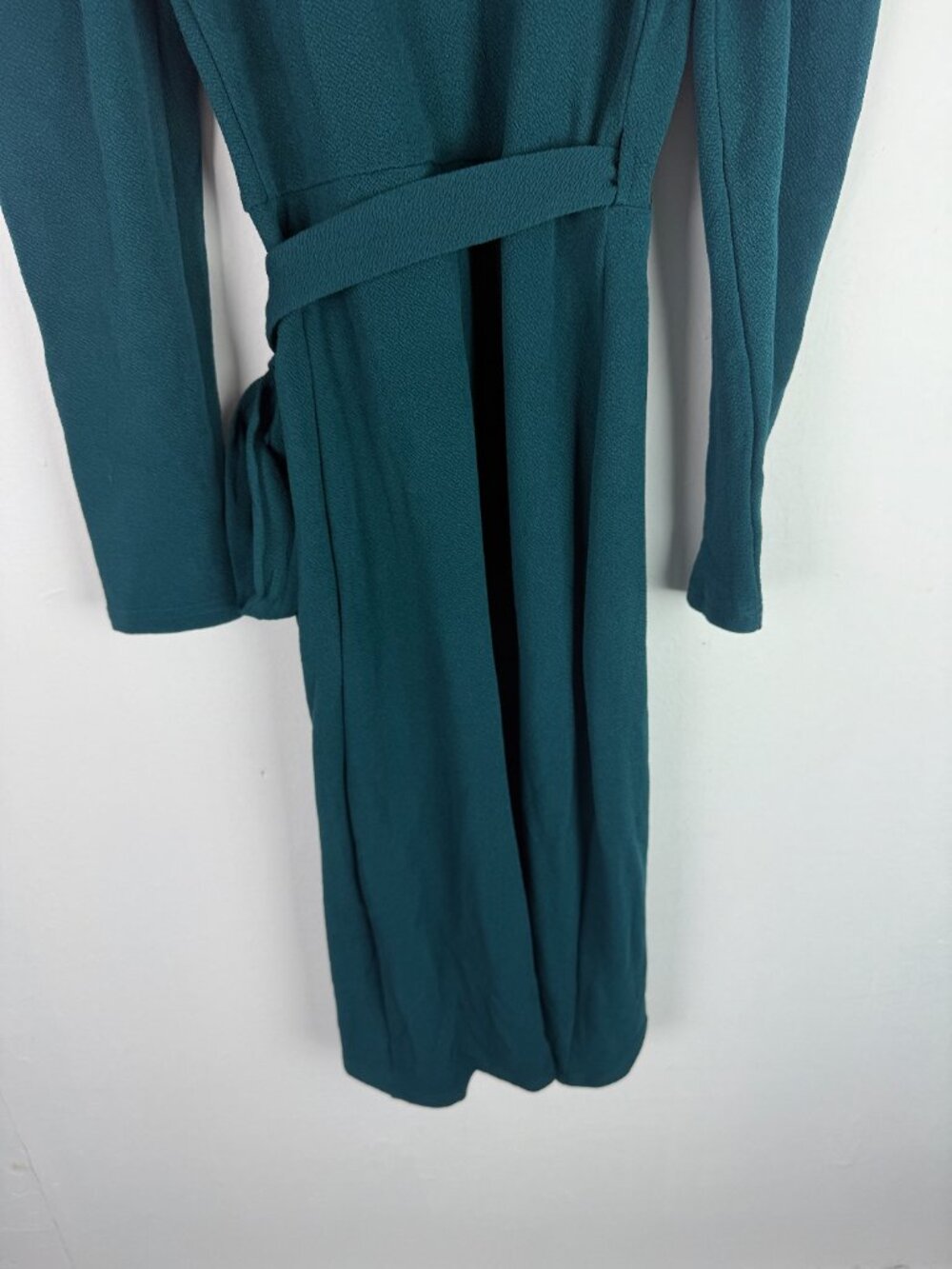NWT Cupshe Belted Teal Puff Sleeve Wrap Dress Long Sleeves Green Size XS NEW - Picture 10 of 10